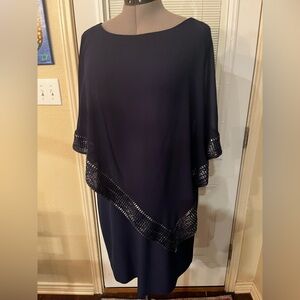 SLNY Navy Dress with Metallic Trim